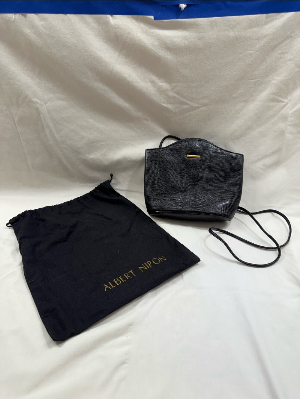 Albert Nipon Black Pebbled Leather Crossbody Shoulder Bag